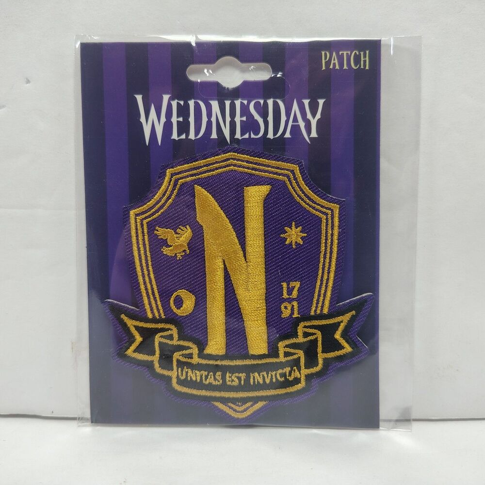 Wednesday Addams Nevermore Academy Iron On Patch Sealed Crest Uniform Emblem